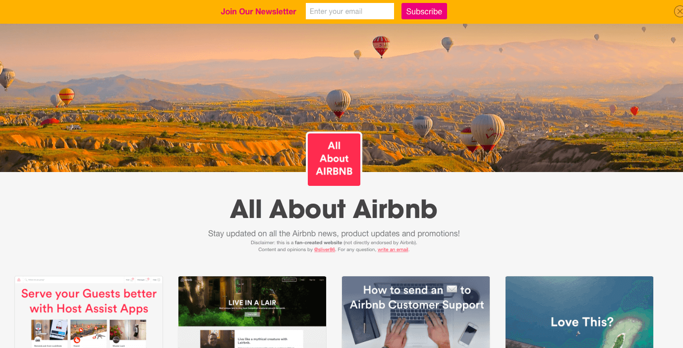 airbnb fan website