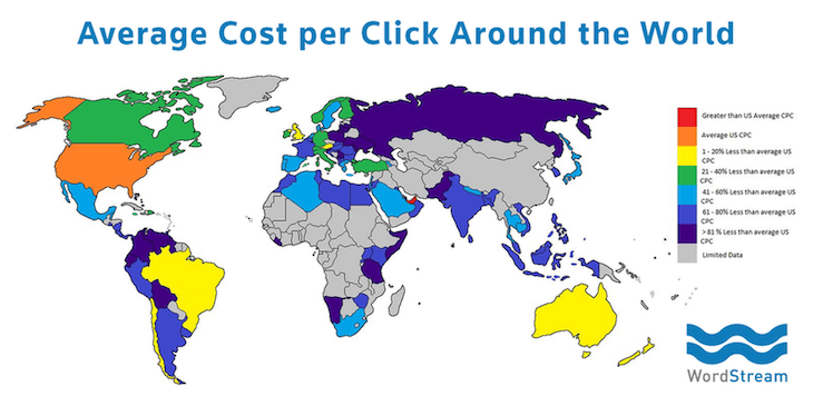 adwords cpc by country