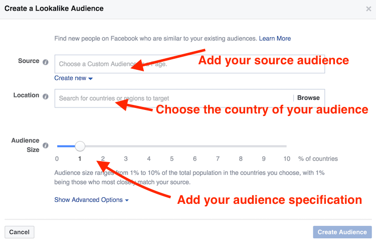 creating a lookalike from a source in facebook
